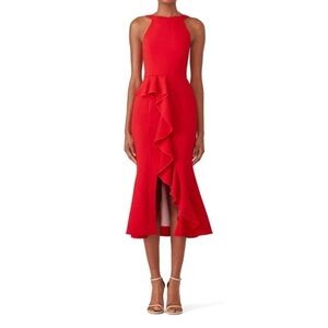 NICHOLAS Red Piper Sheath Trumpet Dress